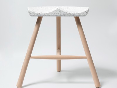 Stone-Texture Stool Crafted with Sabae's Advanced Coating Technology