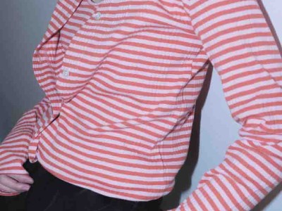 リブボーダーカットソー